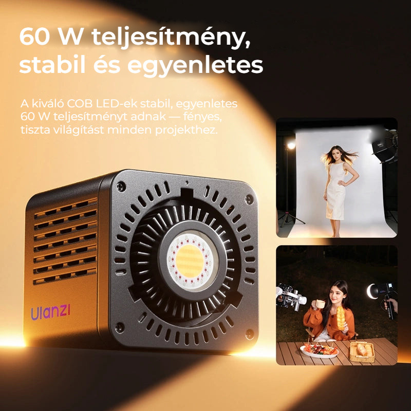 Ulanzi C60RGB COB LED světlo – Výkon 60 W, stálý a rovnoměrný