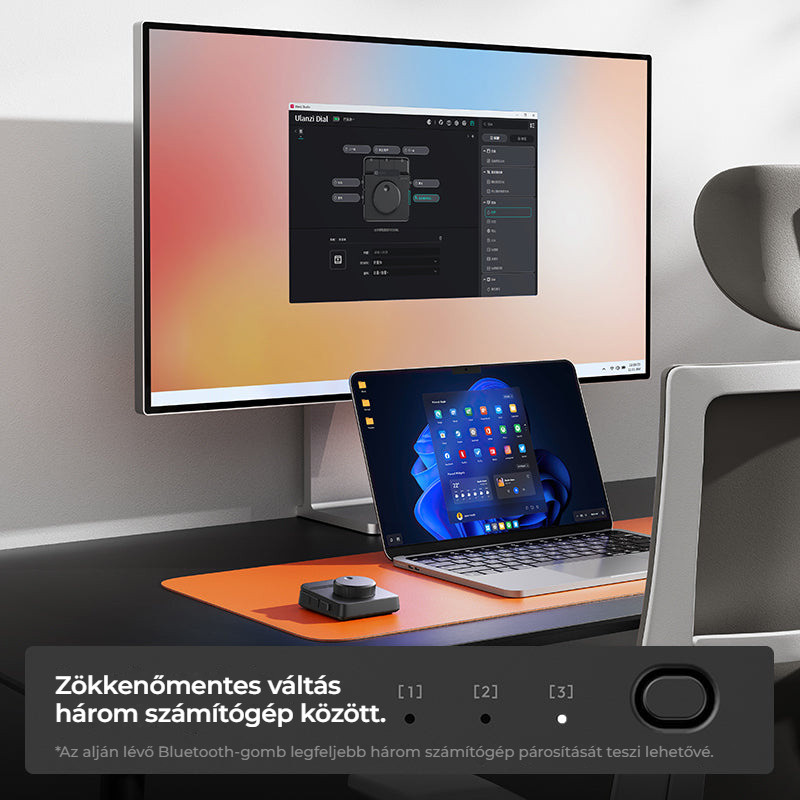 Ulanzi D100H Dial Creative Controller – Přepínání mezi třemi počítači
