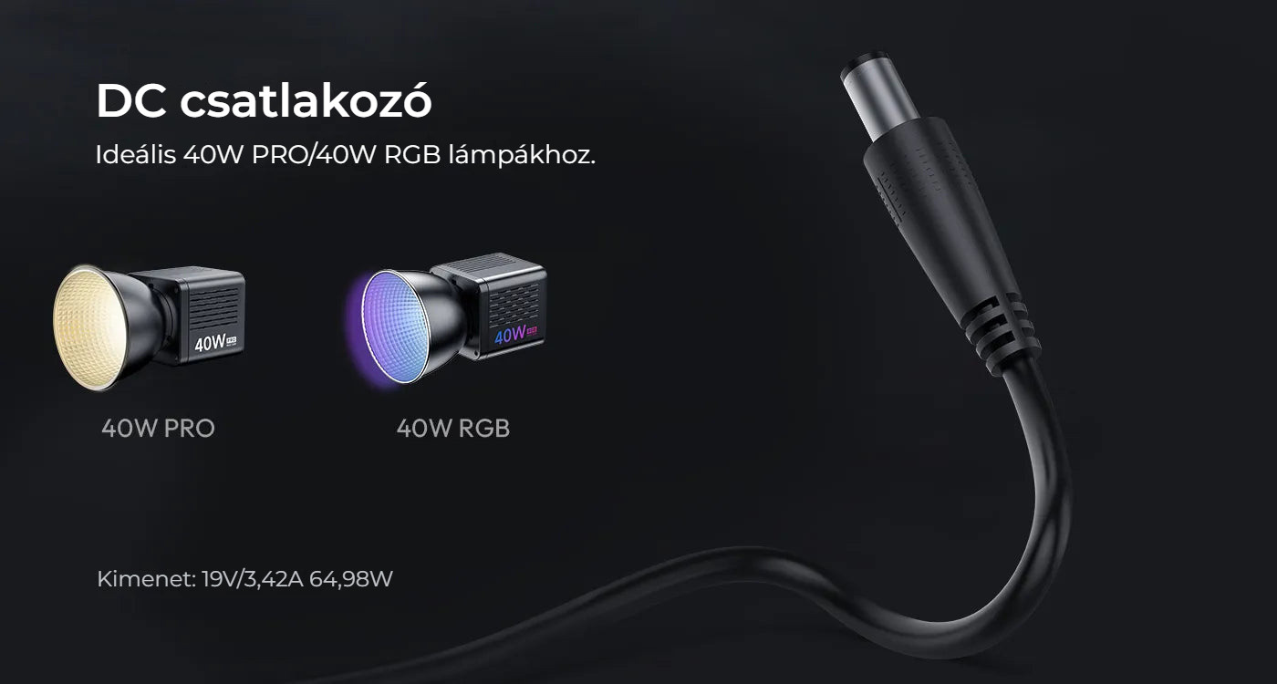 Ulanzi HT005 napájecí adaptér US plug – Konektor DC přímo do světla