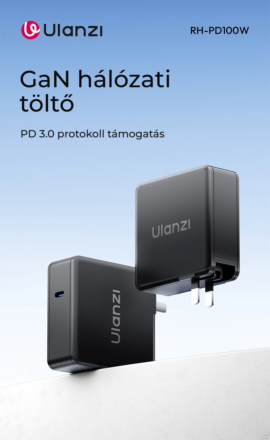 Ulanzi RH-PD100W 100W GaN USB-C napájecí adaptér – PD 3.0 a výkon až 100 W