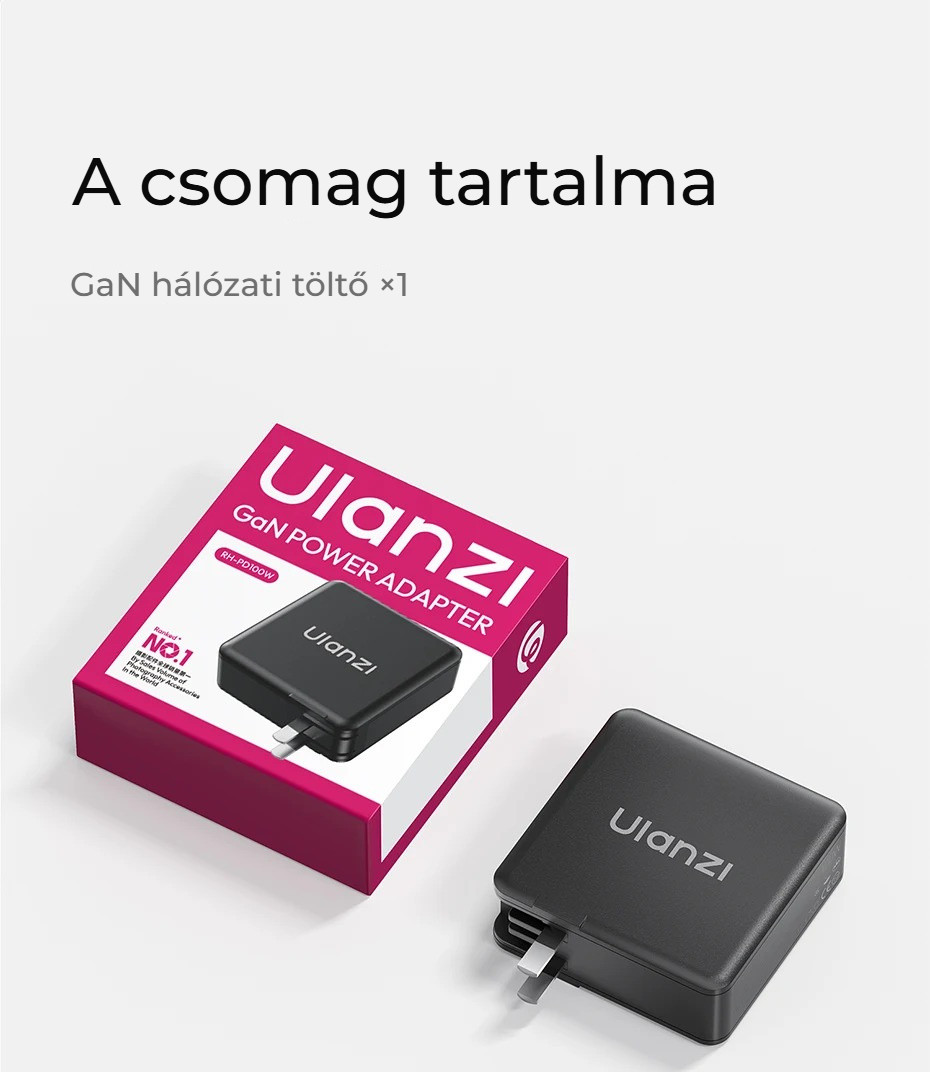 Ulanzi RH-PD100W 100W GaN USB-C napájecí adaptér – Obsah balení