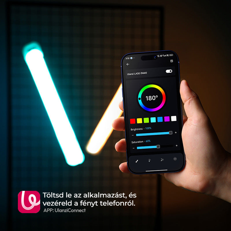 Ulanzi LA30 nafukovací RGB trubicové světlo – Ovládání přes aplikaci Ulanzi Connect