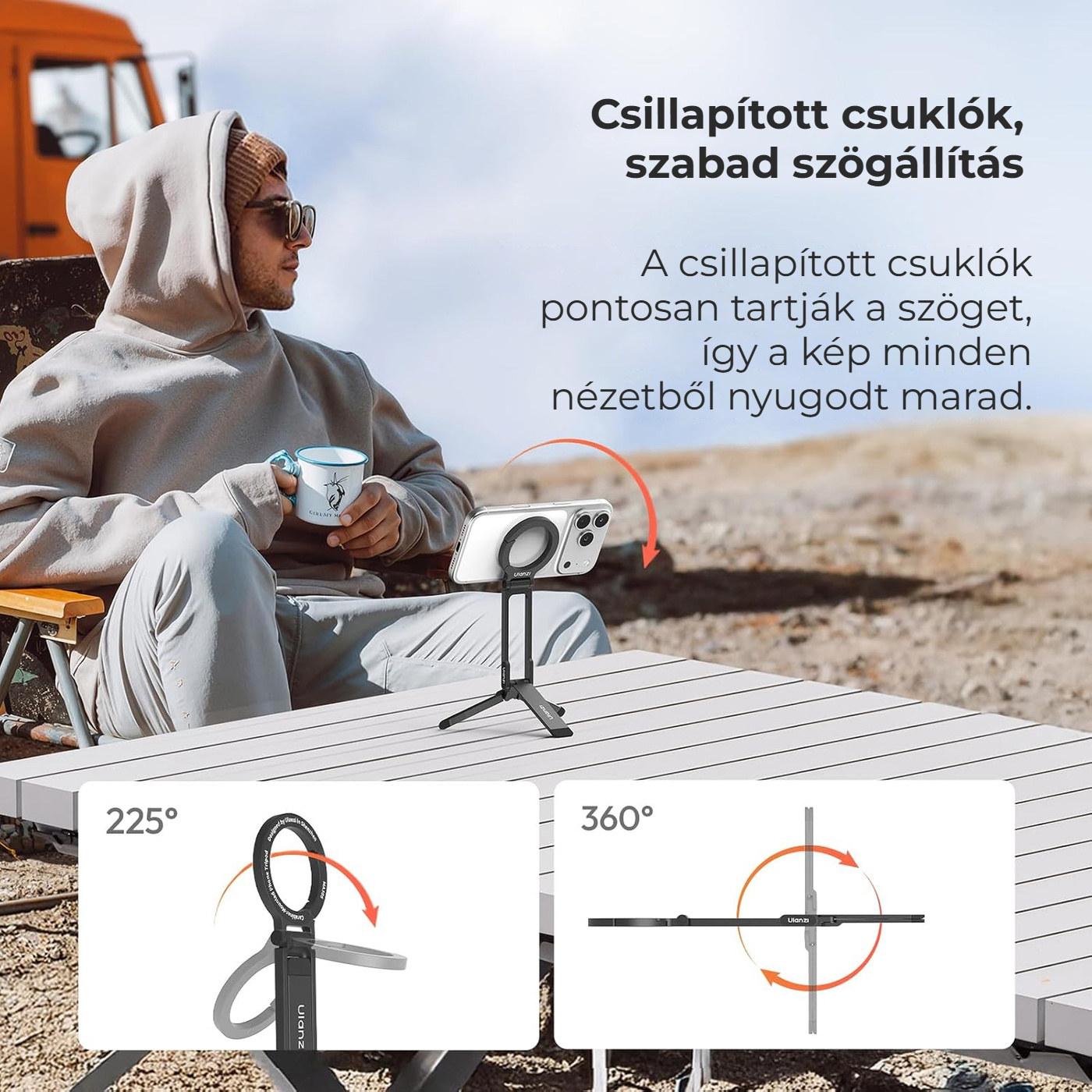 Ulanzi MA30S magnetický ministativ – Tlumené klouby, jistý úhel