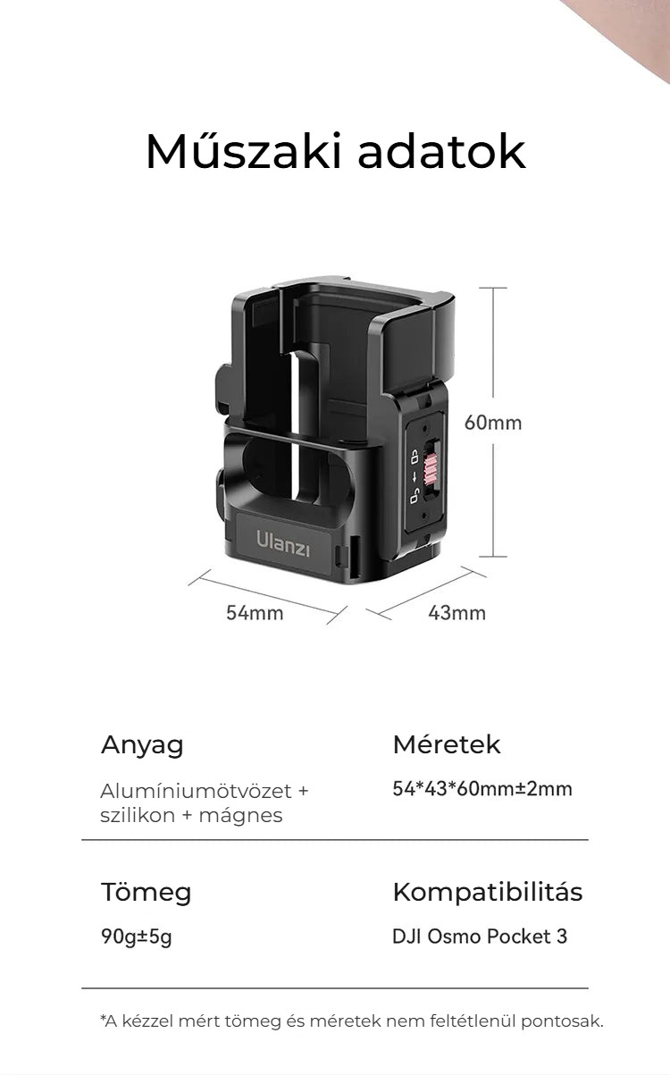 Ulanzi PK-06 adaptér pro Pocket 3 – Rozměry a parametry