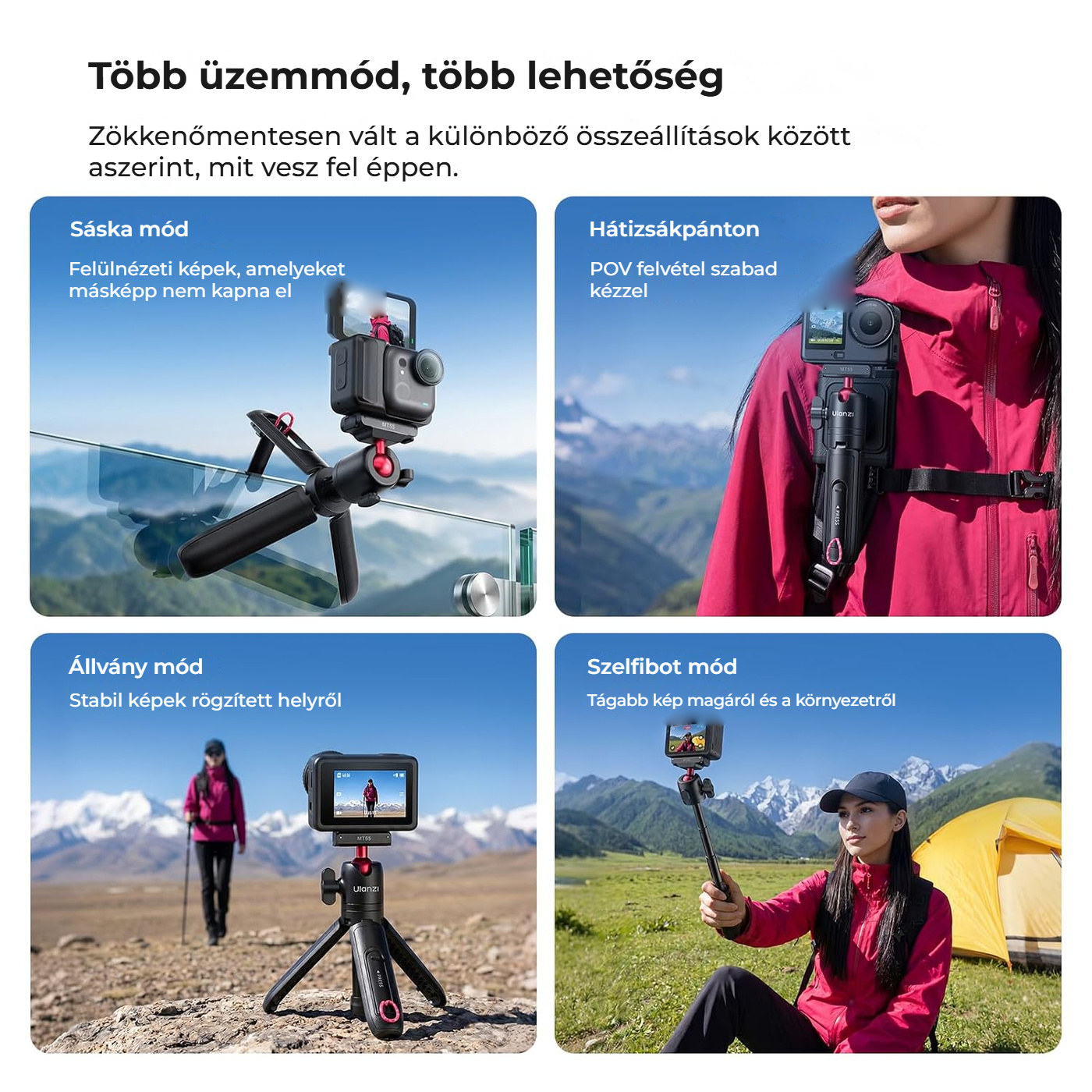 Ulanzi MT55 SnapGo ministativ a selfie tyč – Čtyři režimy v jednom kusu