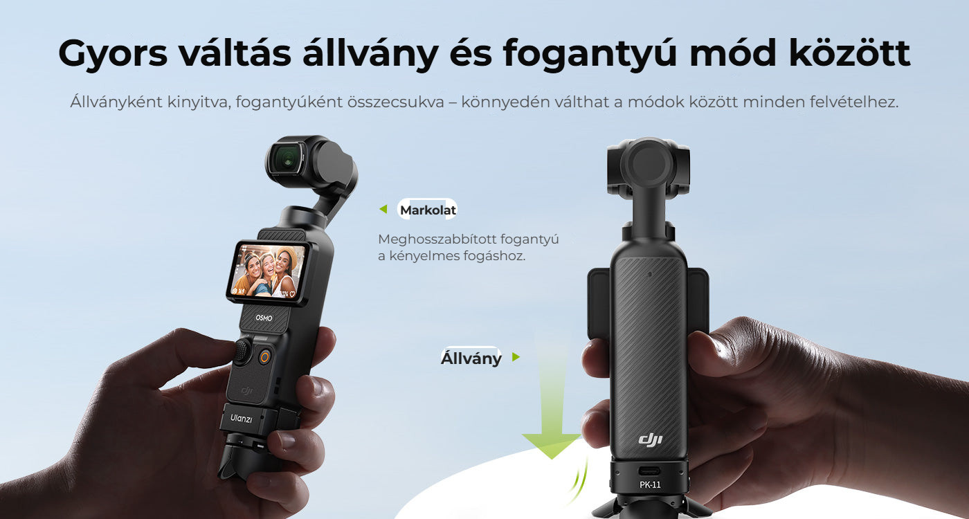 Ulanzi Pocket 3 Mini Tripod Kit PK-08 + PK-11 – Přepínání mezi stativem a rukojetí