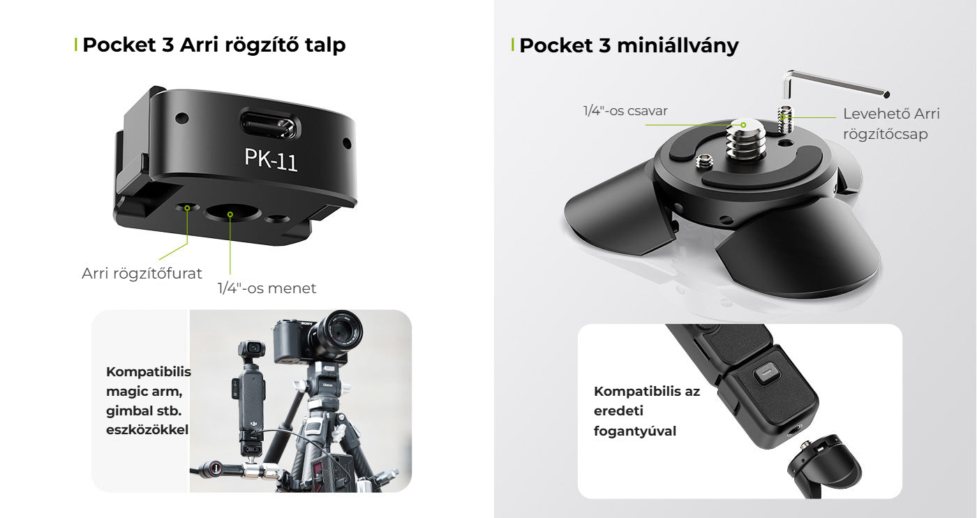 Ulanzi Pocket 3 Mini Tripod Kit PK-08 + PK-11 – Základna Arri a mini stativ