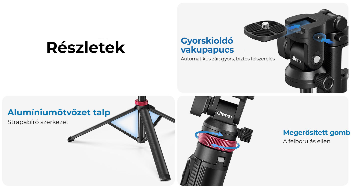 Ulanzi MT-78 stativ s rychloupínací botkou – Detaily provedení