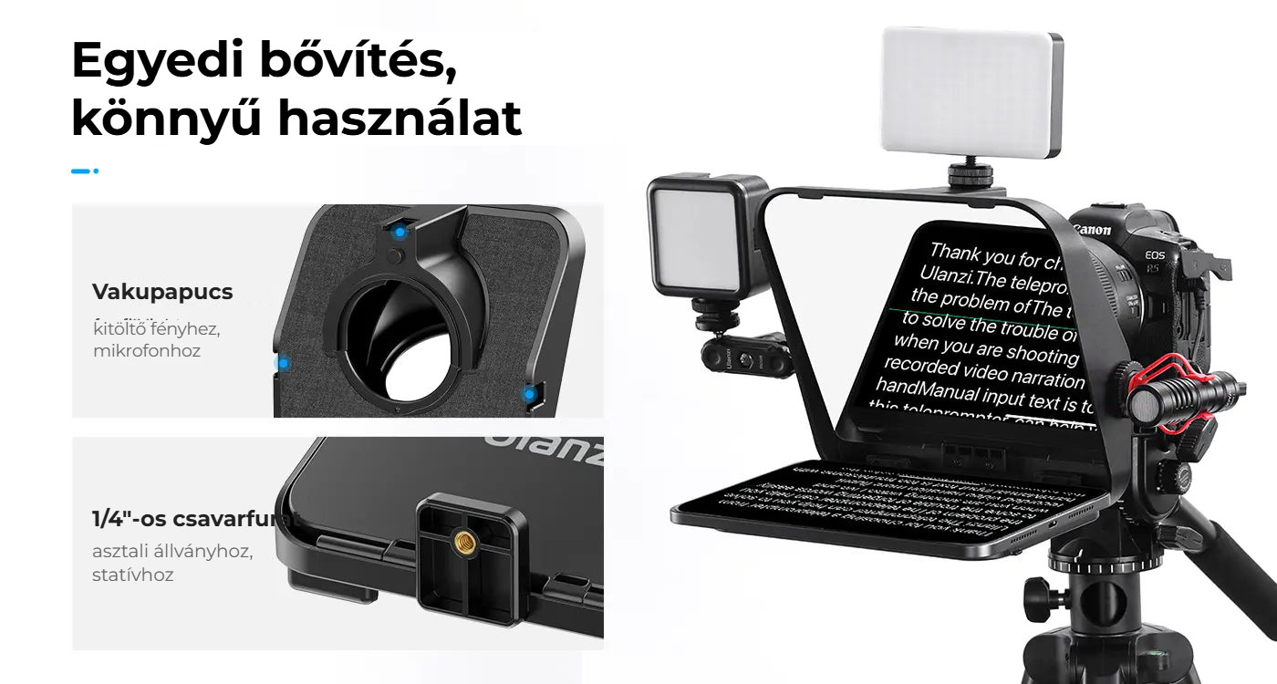 Ulanzi RT02 teleprompter pro tablety a smartphony – Cold shoe a závit 1/4″