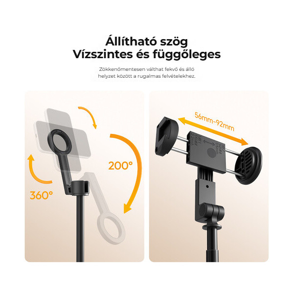 Ulanzi SK27 selfie tyč se svorkou – Svorka pro telefony 56–92 mm