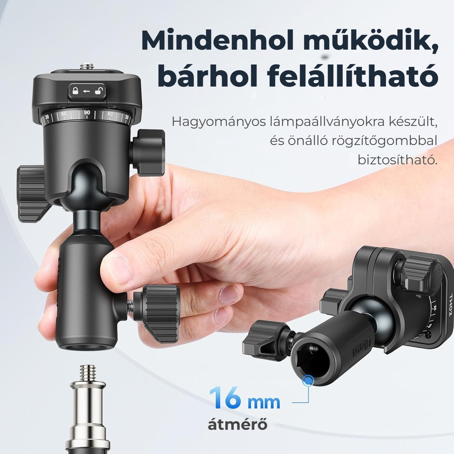 Ulanzi TH02 Uka obrácená kulová hlava – Pro standardní 16mm světelné stojany