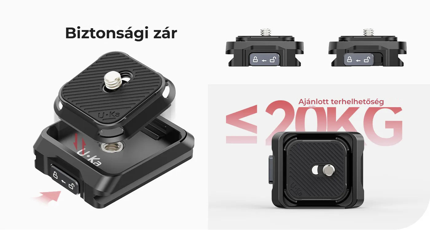Ulanzi Uka Quick Release Plate and Base Kit – Bezpečnostní zámek a nosnost až 20 kg