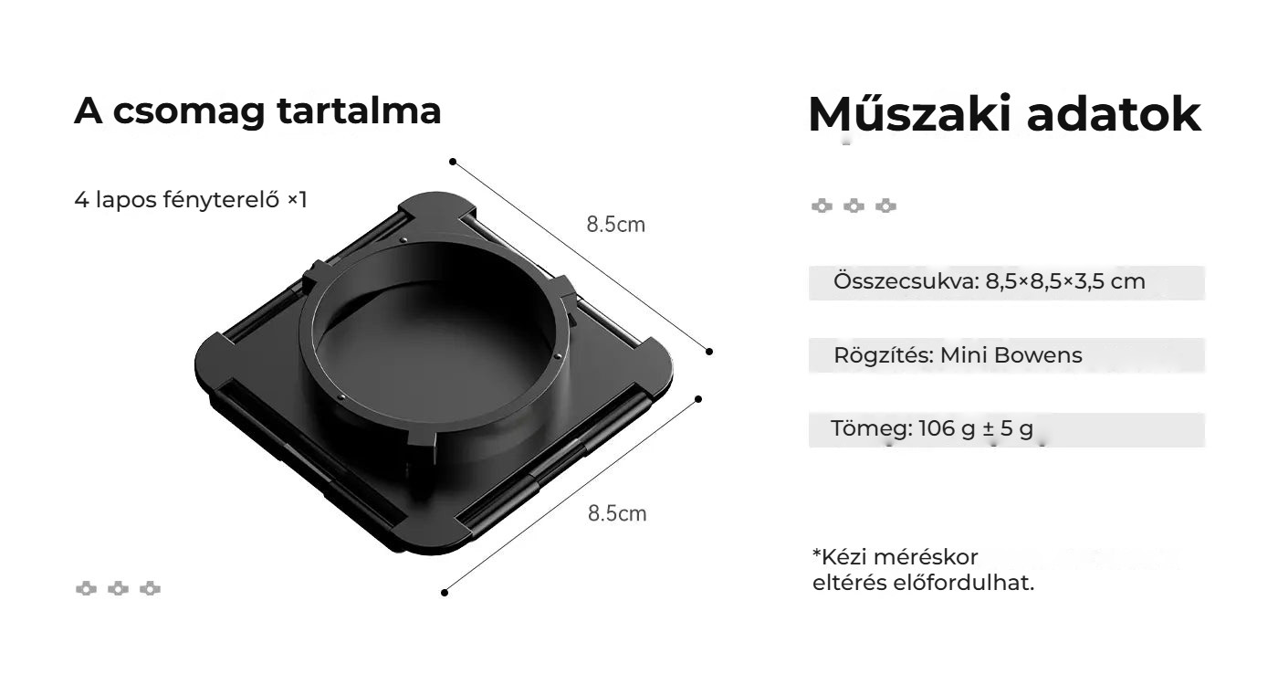 Ulanzi M4 4-Leaf Barndoors – Obsah balení a rozměry