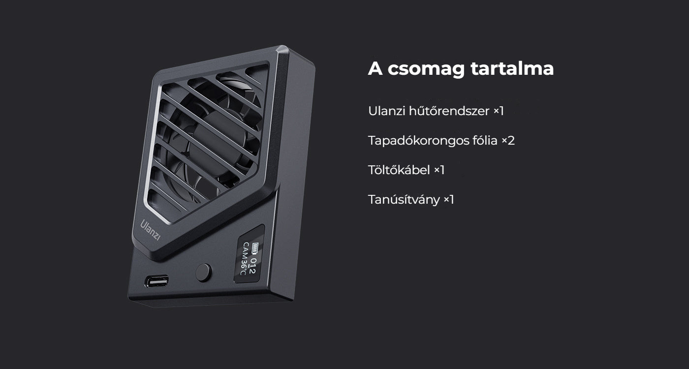 Ulanzi Camera Cooling Fan V3 stříbrný – Obsah balení