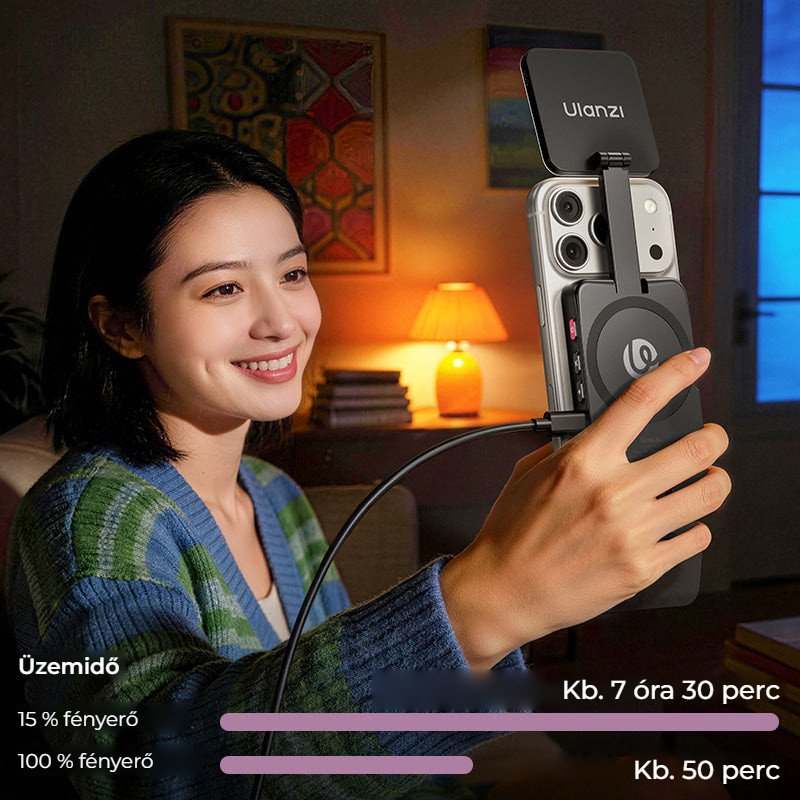 Ulanzi GL01 GlowUp světlo (Noir Black) – Výdrž baterie a nabíjení USB-C
