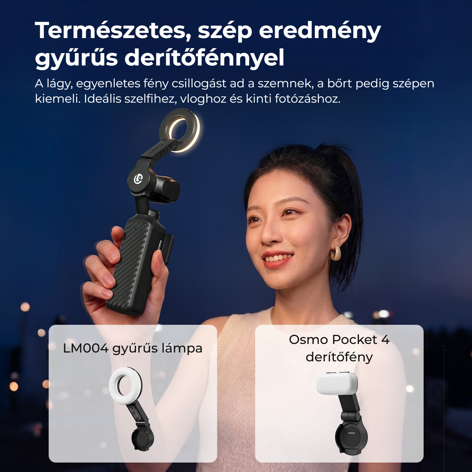 Ulanzi LM004 kruhové přisvětlení pro DJI Osmo Pocket 4 – Měkké světlo, které nekreslí stíny