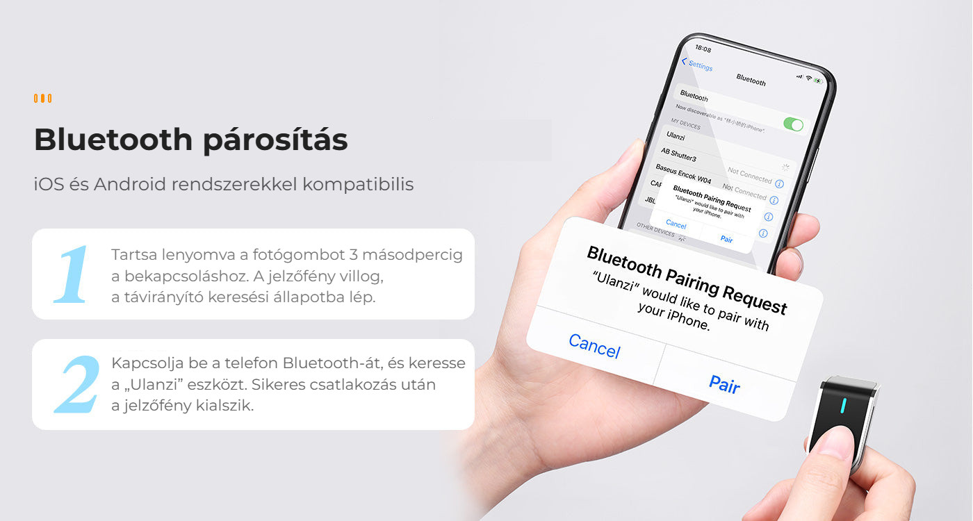 Ulanzi MA09 selfie tyč – Párování Bluetooth
