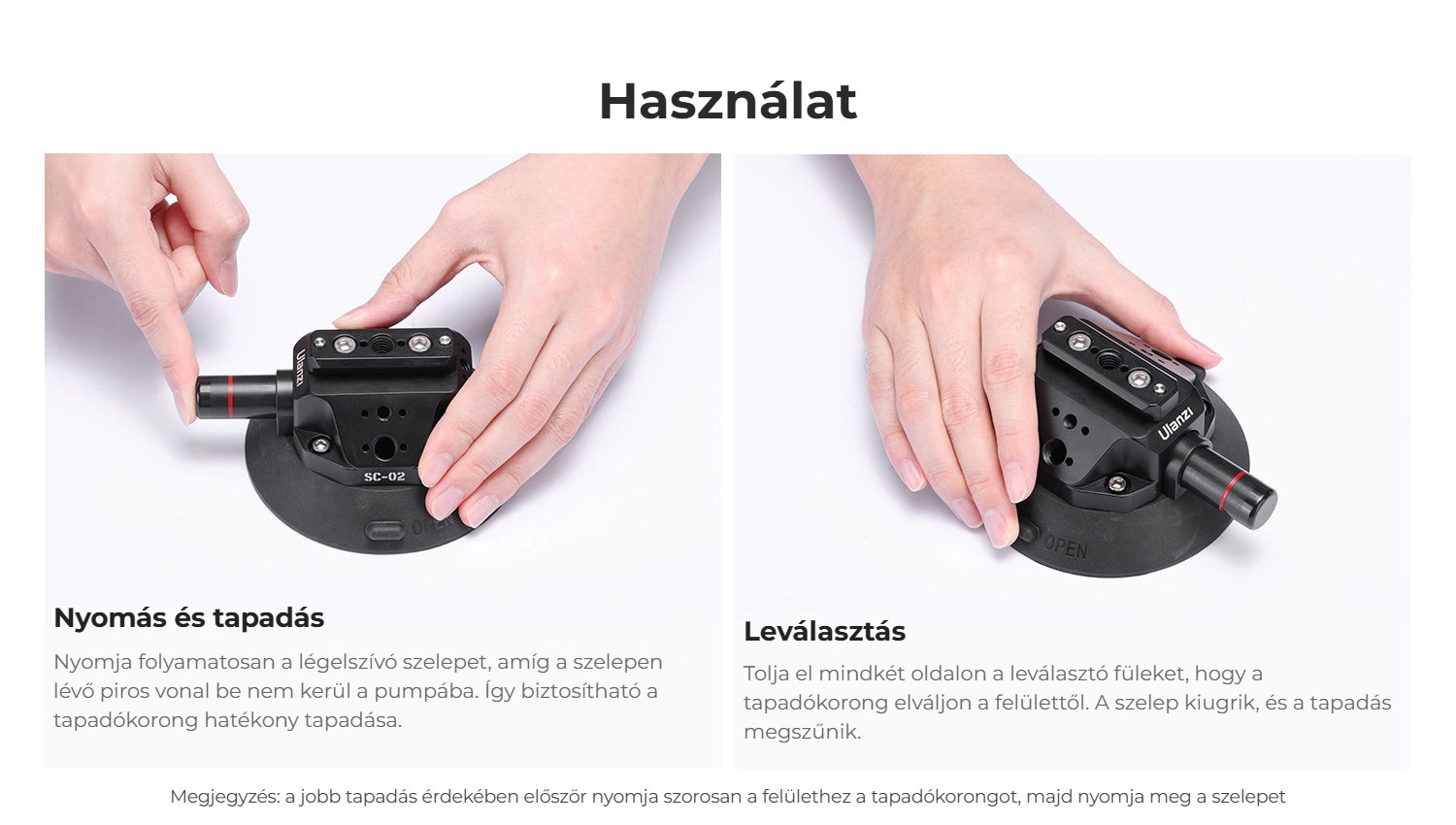 Ulanzi SC-02 vakuová přísavka 114 mm – Jak se přísavka používá